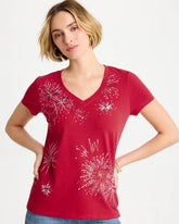 Chico's On Sale Cherry Lush Fireworks Tee