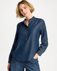 Chico's Online Solana Indigo Tencel Denim Ruffled Popover Shirt