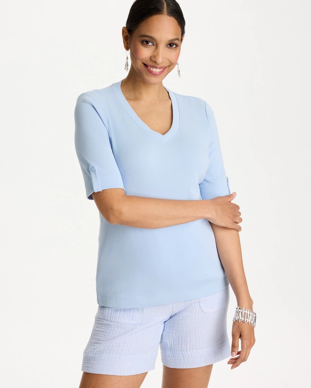 Chico's Sale Blue Haven Pima V-Neck Tee