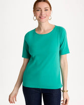 Chico's Discount Topanga Green Pima Elbow Sleeve Tee