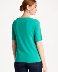 Chico's Discount Topanga Green Pima Elbow Sleeve Tee