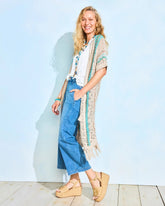 Chico's On Sale Bondi Blue Rainbow Crochet Pointelle Vest