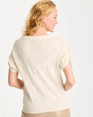 Chico's Discount Natural Cream Floral Jacquard Dolman Pullover Sweater