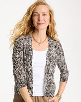 Chico's For Sale Cattail Brown Summer Romance Printed Cardigan