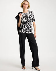 Chico's Sale Black Ella Zebra Crewneck Pullover Sweater