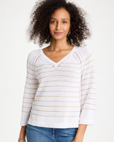 Chico's Online Alabaster Metallic Striped Pullover Sweater