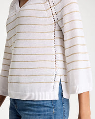 Chico's Online Alabaster Metallic Striped Pullover Sweater