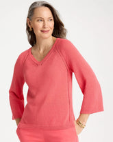 Chico's Sale Calypso Coral Cotton-Blend Pullover Sweater