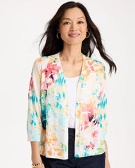 Chico's Online Calypso Coral Printed Summer Romance Cardigan