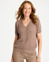 Chico's On Sale Topaz Smoke Sequin Pointelle Pullover
