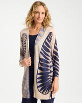 Chico's Sale Ecru Long Leaf Print Summer Romance Cardigan