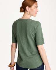 Chico's Sale Kelp Forest Cotton Slub V-Neck Tee