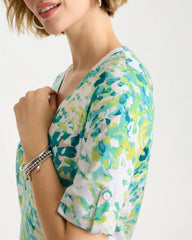 Chico's For Sale Bondi Blue Pima Printed Elbow Sleeve Tee