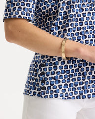 Chico's Discount Passport Blue Cotton Slub Printed Tee