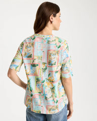 Chico's Outlet Bondi Blue Limoni Dolci Cotton Slub V-Neck Tee