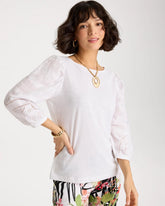Chico's On Sale Alabaster Cotton Eyelet Sleeve Tee