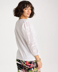 Chico's On Sale Alabaster Cotton Eyelet Sleeve Tee