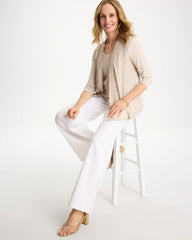 Chico's Discount Smokey Taupe Knit Sequin Cardigan