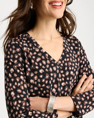 Chico's On Sale Black Cotton Stretch 3/4 Sleeve Polka Dot Tee