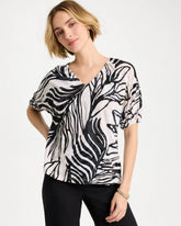 Chico's For Sale Smokey Taupe Linen Ruched Palm Tee