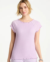 Chico's On Sale Orchid Mist Textured Knit Lettuce Raglan Tee