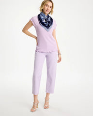 Chico's On Sale Orchid Mist Textured Knit Lettuce Raglan Tee