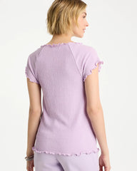 Chico's On Sale Orchid Mist Textured Knit Lettuce Raglan Tee