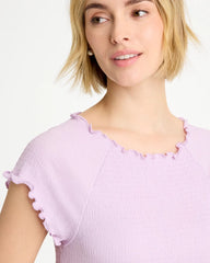 Chico's On Sale Orchid Mist Textured Knit Lettuce Raglan Tee