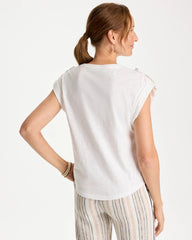 Chico's For Sale Alabaster Cotton Slub Epaulette Tee
