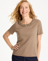 Chico's Discount Topaz Smoke Cotton Sequin Tee
