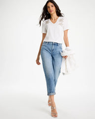 Chico's On Sale Alabaster Cotton Stretch Palm Sequin Tee