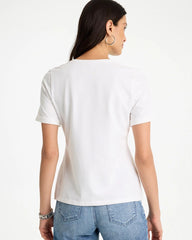 Chico's On Sale Alabaster Cotton Stretch Palm Sequin Tee
