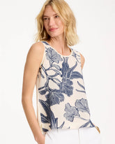 Chico's Sale Ecru Caviar Trim Floral Tank