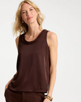 Chico's Discount Deep Brown Jersey Satin Tank Top