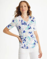 Chico's Outlet Black Pebbles Cotton Slub V-Neck Tee
