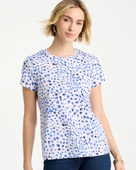 Chico's For Sale Amparo Blue Murano Cotton Stretch Cap Sleeve Tee