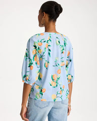 Chico's Online Bondi Blue Cotton Voile Printed Blouse