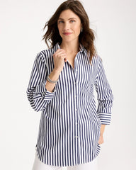 Chico's Discount Passport Blue No Iron™ Stretch Striped Shirt