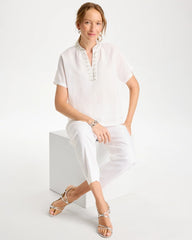 Chico's Online Alabaster Linen Embellished Popover Top