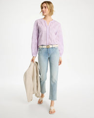 Chico's Outlet Orchid Mist Embroidered Top