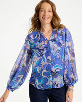 Chico's Online Amparo Blue Georgette Paisley Blouse