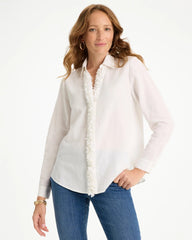 Chico's Sale Alabaster Linen Flower Embellished Blouse