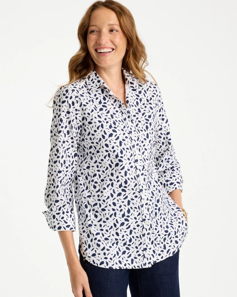 Chico's Discount Optic White No Iron™ Stretch Printed Shirt