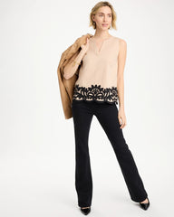 Chico's On Sale Tan Bisque Applique Embellished Sleeveless Top
