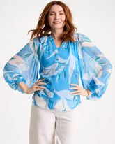Chico's Sale Blue Tide Georgette Printed Blouse