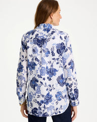 Chico's On Sale Amparo Blue No Iron™ Linen Bloom Shirt