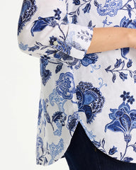 Chico's On Sale Amparo Blue No Iron™ Linen Bloom Shirt