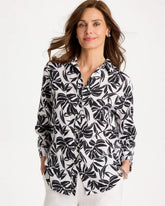 Chico's For Sale Black No Iron™ Linen Palm Shirt