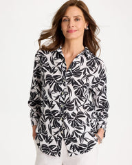 Chico's For Sale Black No Iron™ Linen Palm Shirt