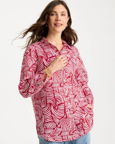 Chico's Online Cherry Lush No Iron™ Linen Geo Print Shirt